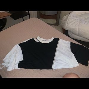 fashion nova distressed zipper crop top